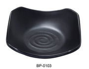 Yanco BP - 0103 Black pearl - 1 New Square Dish, 3.5" Length, 3.5" Width, Melamine, Black Color with Matting Finish, 72/Case