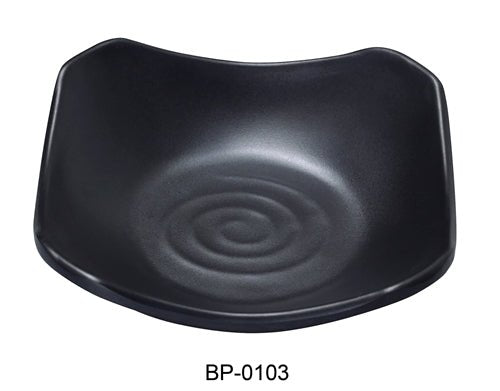 Yanco BP - 0103 Black pearl - 1 New Square Dish, 3.5" Length, 3.5" Width, Melamine, Black Color with Matting Finish, 72/Case