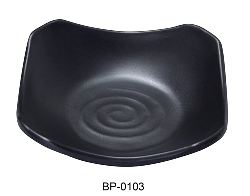 Yanco BP-0103 Black pearl-1 New Square Dish, 3.5" Length, 3.5" Width,  Melamine, Black Color with Matting Finish, 72/Case