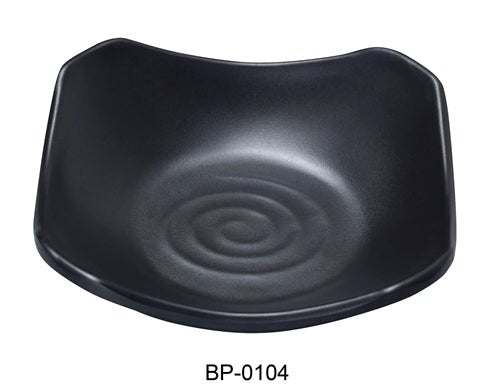 Yanco BP - 0104 Black pearl - 1 New Square Dish, 4.5" Length, 4.5" Width, Melamine, Black Color with Matting Finish, 72/case