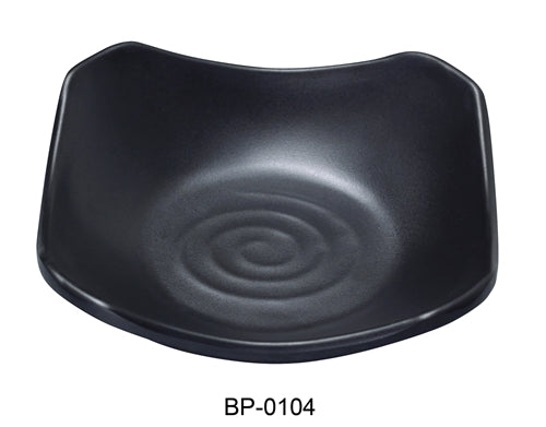 Yanco BP-0104 Black pearl-1 New Square Dish, 4.5" Length, 4.5" Width, Melamine, Black Color with Matting Finish, 72/case