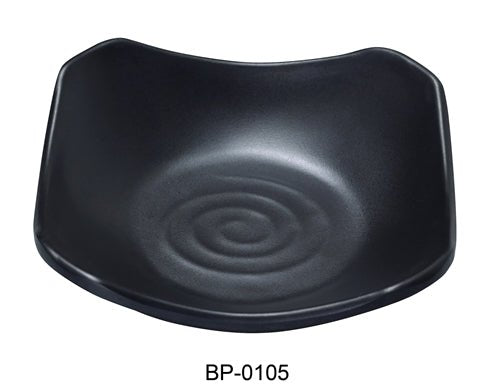 Yanco BP - 0105 Black pearl - 1 New Square Dish, 5.5" Length, 5.5" Width, Melamine, Black Color with Matting Finish, 48/case