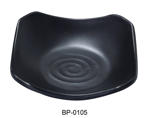 Yanco BP-0105 Black pearl-1 New Square Dish, 5.5" Length, 5.5" Width,  Melamine, Black Color with Matting Finish, 48/case