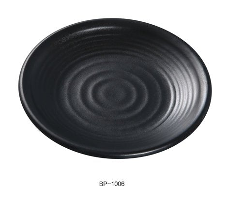 Yanco BP - 1006 Black pearl - 1 Round Plate, 6" Diameter, Melamine, Black Matting Finish, 48/case