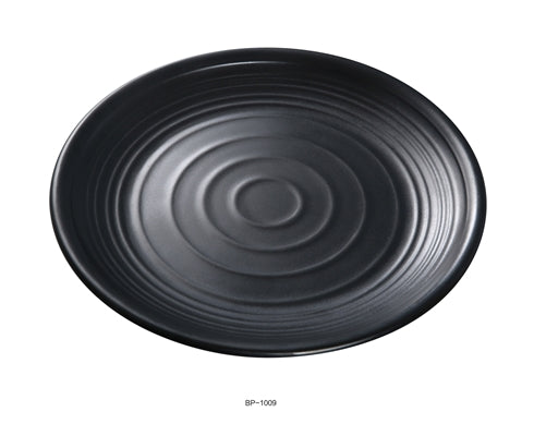 Yanco BP-1009 Black pearl-1 Round Plate, 9" Diameter, Melamine, Black Color with Matting Finish, 24/case
