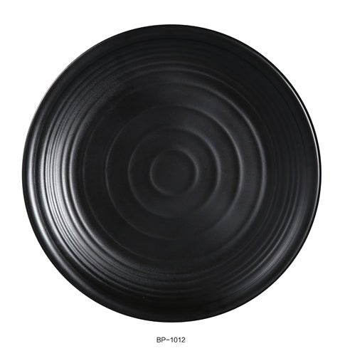 Yanco BP - 1012 Black pearl - 1 Round Plate, 12" Diameter, Melamine, Black Color with Matting Finish, 12/case