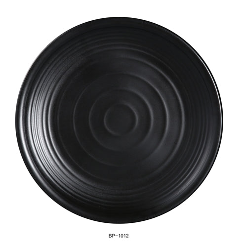 Yanco BP-1012 Black pearl-1 Round Plate, 12" Diameter, Melamine, Black Color with Matting Finish, 12/case
