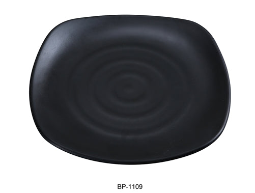 Yanco BP-1109 Black pearl-1 Square Plate, 9" Length, 9" Width, Melamine, Black Color with Matting Finish, 24/case