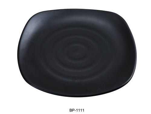 Yanco BP - 1111 Black pearl - 1 Square Plate, 11" Length, 11" Width, Melamine, Black Color with Matting Finish, 24/case