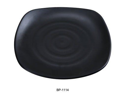 Yanco BP - 1114 Black pearl - 1 New Square Plate, 14.25" Length, 14.25" Width, Melamine, Black Color Matting Finish, 12/case