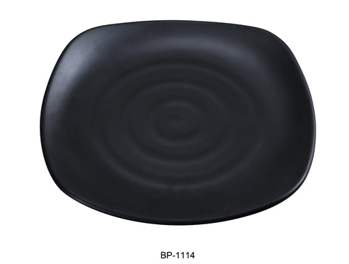 Yanco BP-1114 Black pearl-1 New Square Plate, 14.25" Length, 14.25" Width, Melamine, Black Color Matting Finish, 12/case