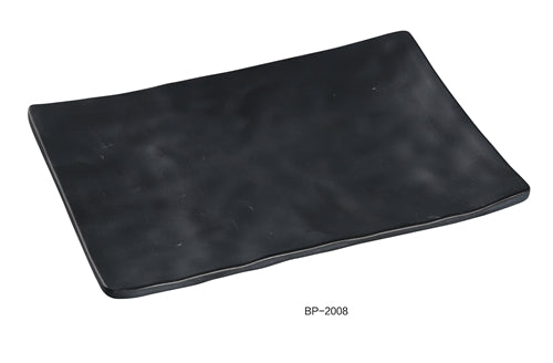 Yanco BP-2008 Black pearl-1 Rectangular Plate, 8" Length, 5.5" Width, Melamine, Black Color with Matting Finish, 48/case