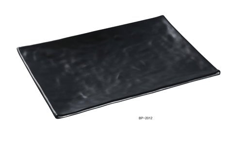 Yanco BP - 2012 Black pearl - 1 Rectangular Plate, 12" Length, 8.25" Width, Melamine, Black Color with Matting Finish, 12/case