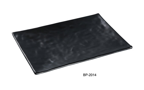 Yanco BP-2014 Black pearl-1 New Rectangular Plate, 14" Length, 9" Width, Melamine, Black Color with Matting Finish, 12/case