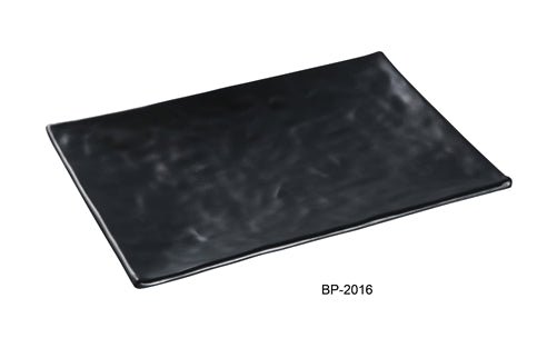 Yanco BP - 2016 Black pearl - 1 New Rectangular Plate, 10.25" Width, 16" Length, Melamine, Black Color with Matting Finish, 12/case