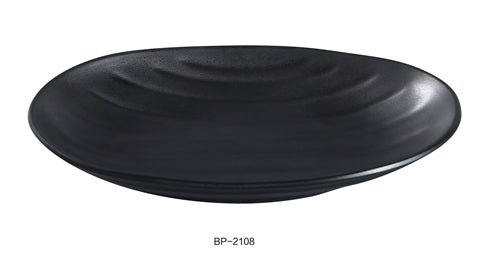 Yanco BP - 2108 Black pearl - 1 Oval Deep Plate, 8.5" Diameter, Melamine, Black Color with Matting Finishing, 48/case