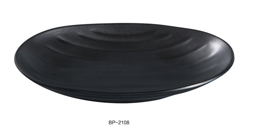 Yanco BP-2108 Black pearl-1 Oval Deep Plate, 8.5" Diameter, Melamine, Black Color with Matting Finishing, 48/case