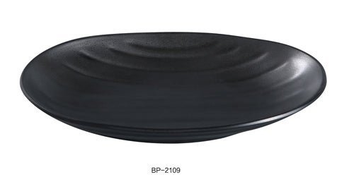 Yanco BP - 2109 Black pearl - 1 Oval Deep Plate, 9.5" Diameter, Melamine, Black Color with Matting Finish, 48/case