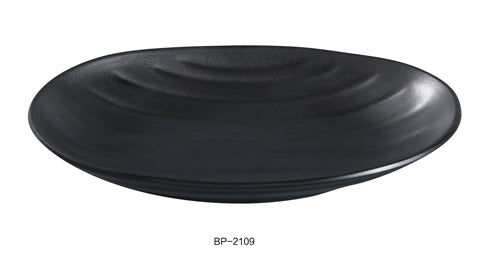 Yanco BP-2109 Black pearl-1 Oval Deep Plate, 9.5" Diameter, Melamine, Black Color with Matting Finish, 48/case
