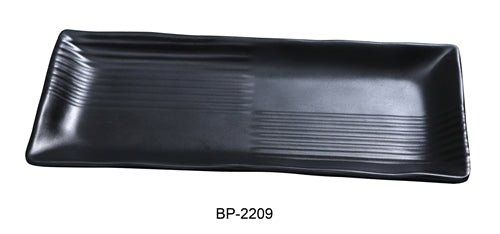 Yanco BP - 2209 Black pearl - 1 Rectangle Plate, 8.5" Length, 4" Width, Melamine, Black Color with Matting Finish, 48/case