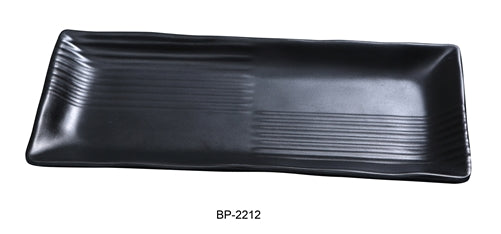 Yanco BP-2212 Black pearl-1 Rectangular Plate, 12" Length, 5.5" Width, Melamine, Black Color with Matting Finish, 24/case