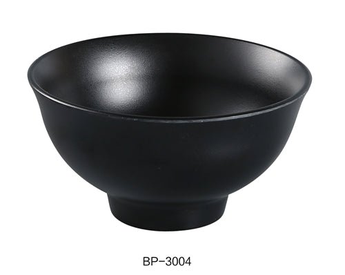 Yanco BP - 3004 Black Pearl - 2 Rice Bowl, 7 oz ,4.5" Diameter, 2.125" H, Melamine, Black Color with Matting Finish, 48/case