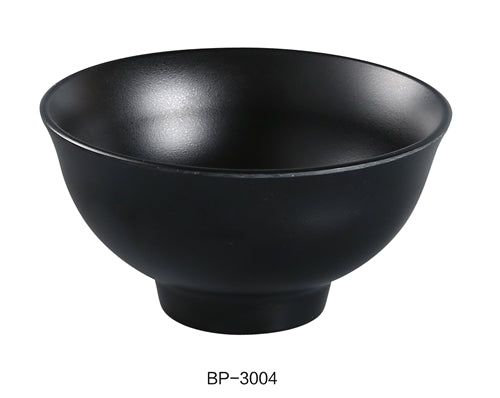 Yanco BP-3004 Black Pearl-2 Rice Bowl, 7 oz ,4.5" Diameter, 2.125" H, Melamine, Black Color with Matting Finish, 48/case