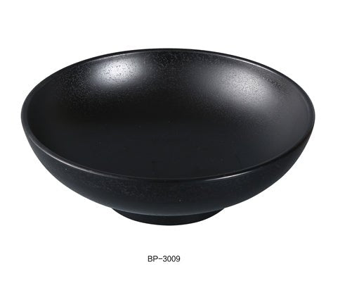 Yanco BP - 3009 Black Pearl - 2 Noodle Bowl, 48 oz. 9" Diameter, 3" Height, Melamine, Black Color with Matting Finish, 24/case