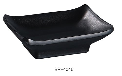 Yanco BP - 4046 Black Pearl - 2 Square Sauce Dish, 2.5" Width, 3.75" Length, Melamine, Black Color with Matting Finish, Pack of 72