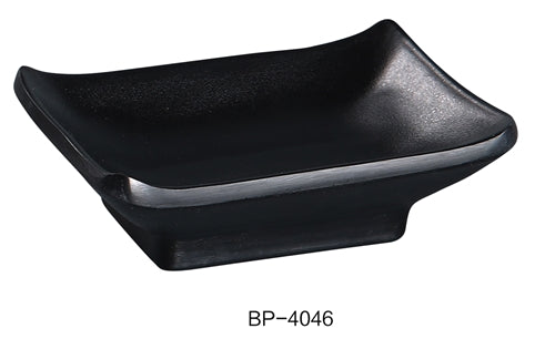 Yanco BP-4046 Black Pearl-2 Square Sauce Dish, 2.5" Width, 3.75" Length, Melamine, Black Color with Matting Finish, Pack of 72