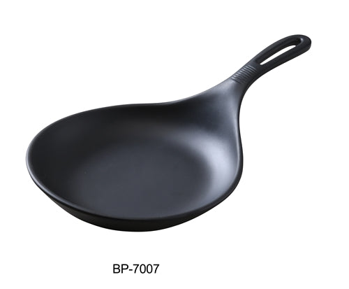 Yanco BP-7007 Black Pearl 7" Melamine Pan, 12.5" Length with Handle, 2.75" Height, Black Color with Matting Finish, Pack of 12