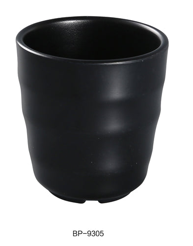 Yanco BP-9305 Black Pearl-2 Tea Cup, 7 oz Capacity, 3.5" Diameter, 3" Height, Melamine, Black Color with Matting Finish, Pack of 48