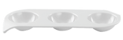 Servewell C-2121W – Melamine 3 Cup Trio Sauce Serving Platter, White, Rectangle