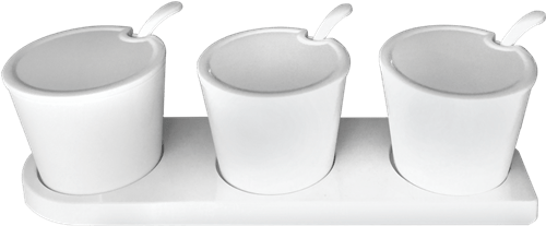 Melamine Pickle Set 10.2 x 3 x 2.7 inch White, Pack of 6