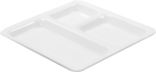 Melamine 3 Compartment Plate | 9 Inch | Square Shape | Pack of 12