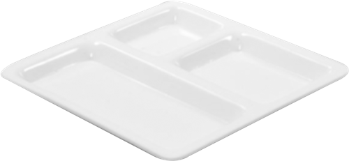 Melamine 3 Compartment Plate | 9 Inch | Square Shape | Pack of 12