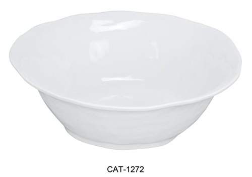 Yanco CAT - 1272 Catering Bowl, 4.25 qt Capacity, 14.5" Length, 14.5" Width, 4.5" Height, Melamine, White Color, Pack of 6