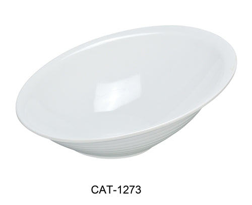 Yanco CAT-1273 Catering Sheer Bowl, 4.5 qt Capacity, 15" Length, 12.5" Width, 5" Height,  Melamine, White Color, Pack of 6