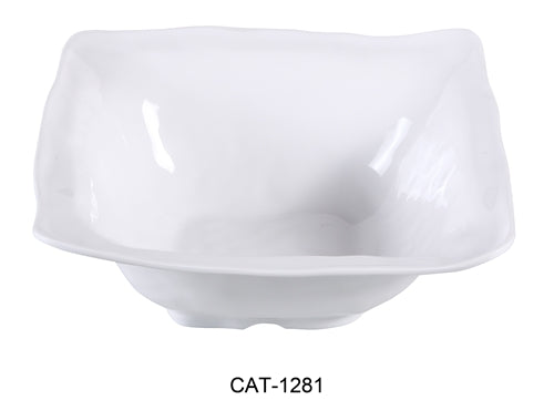 Yanco CAT-1281 Catering 5.5 qt Square Bowl, 14" Length, 14" Width, 5.25" Height, Melamine, White Color, Pack of 6