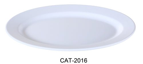 Yanco CAT - 2016 Catering Oval Plate, 16" Length, 12" Width, Melamine, White Color, Pack of 6