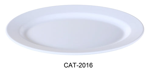 Yanco CAT-2016 Catering Oval Plate, 16" Length, 12" Width, Melamine, White Color, Pack of 6