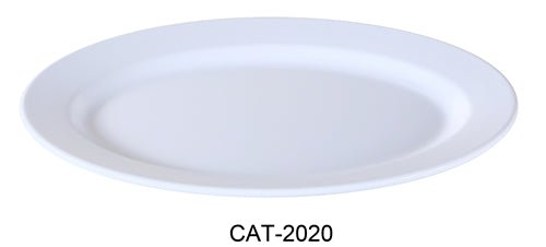 Yanco CAT - 2020 Catering Oval Plate, 20.5" Length, 14" Width, Melamine, White Color, Pack of 6
