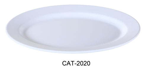 Yanco CAT-2020 Catering Oval Plate, 20.5" Length, 14" Width, Melamine, White Color, Pack of 6