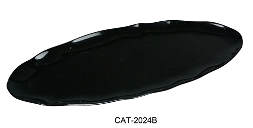 Yanco CAT-2024B Catering-1 Oval Platter, 24" Length, 10" Width, Melamine, Black Color, Pack of 6