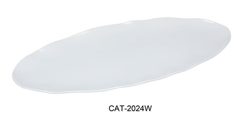 Yanco CAT - 2024W Catering Oval Platter, 24" Length, 10" Width, Melamine, White Color, Pack of 6