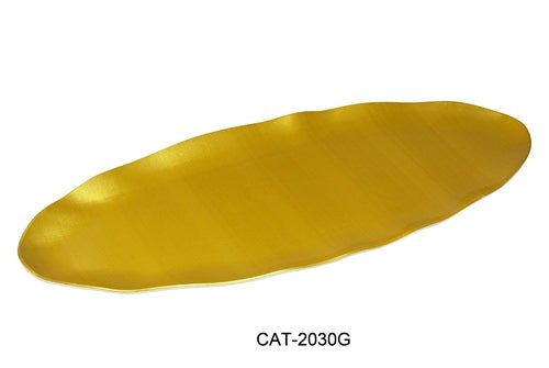 Yanco CAT - 2030G Catering Oval Platter, 30" Length, 12.25" Width, Melamine, Gold Color, Pack of 6