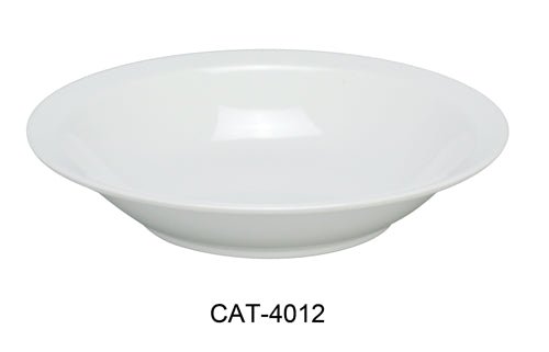 Yanco CAT - 4012 Catering Rim Bowl, 68 oz Capacity, 2" Height, 12" Diameter, Melamine, White Color, Pack of 12
