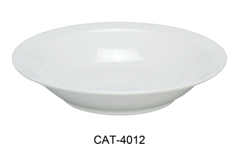 Yanco CAT-4012 Catering Rim Bowl, 68 oz Capacity, 2" Height, 12" Diameter, Melamine, White Color, Pack of 12