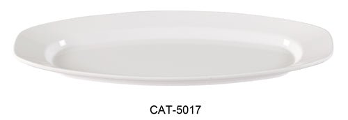 Yanco CAT - 5017 Catering Platter, 16.5" Length, 7" Width, Melamine, White Color, Pack of 12