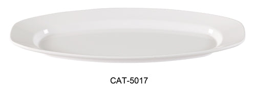 Yanco CAT-5017 Catering Platter, 16.5" Length, 7" Width, Melamine, White Color, Pack of 12